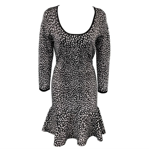 REBECCA TAYLOR Size Medium Black & Lilac Knitted Viscose Blend Dress - Picture 1 of 11